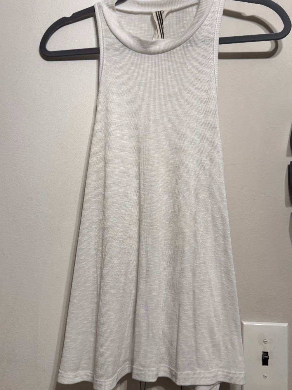 White Ribbed High Neck Free People Tank Size M